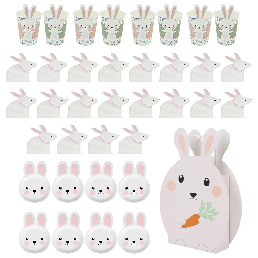 

1 Set Party Supplies Bunny Cups Party Cups Set Easter Rabbit Paper Plate