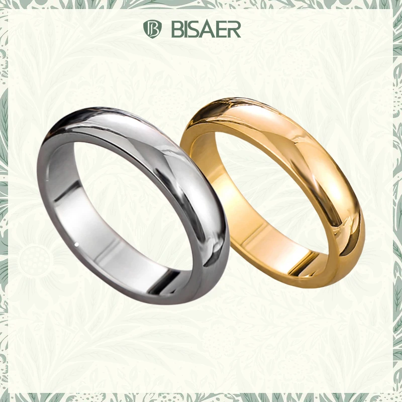 

BISAER Wedding Rings For Women Men Titanium Steel Simple Classic Wedding Bands Fit Couples Jewelry Fine Gift STR609