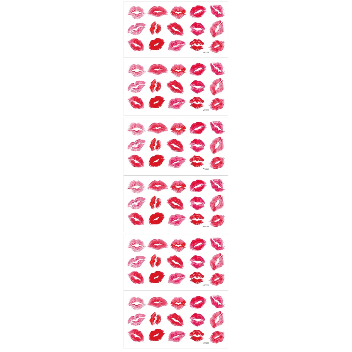 

6 Sheets of Valentines Red Lip Removable Wall Stickers Self-Adhesive Wall Decals for Home