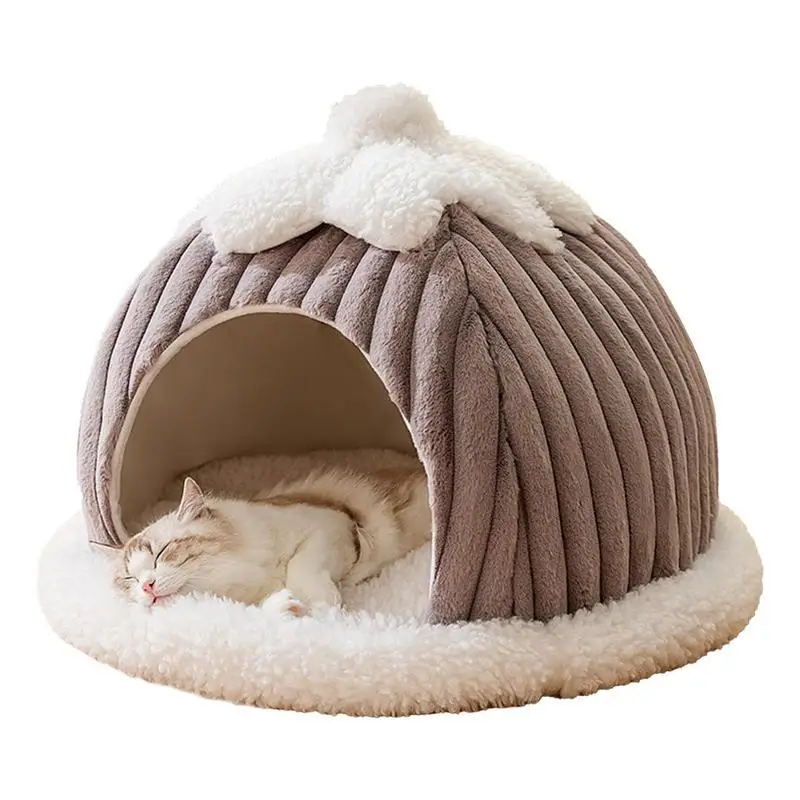 

Cat Bed Cave Autumn Winter Cat Nest Plush Cat Bed Comfortable Semi Enclosed Kennel Plush Warm Pets House Pets Cave Supplies