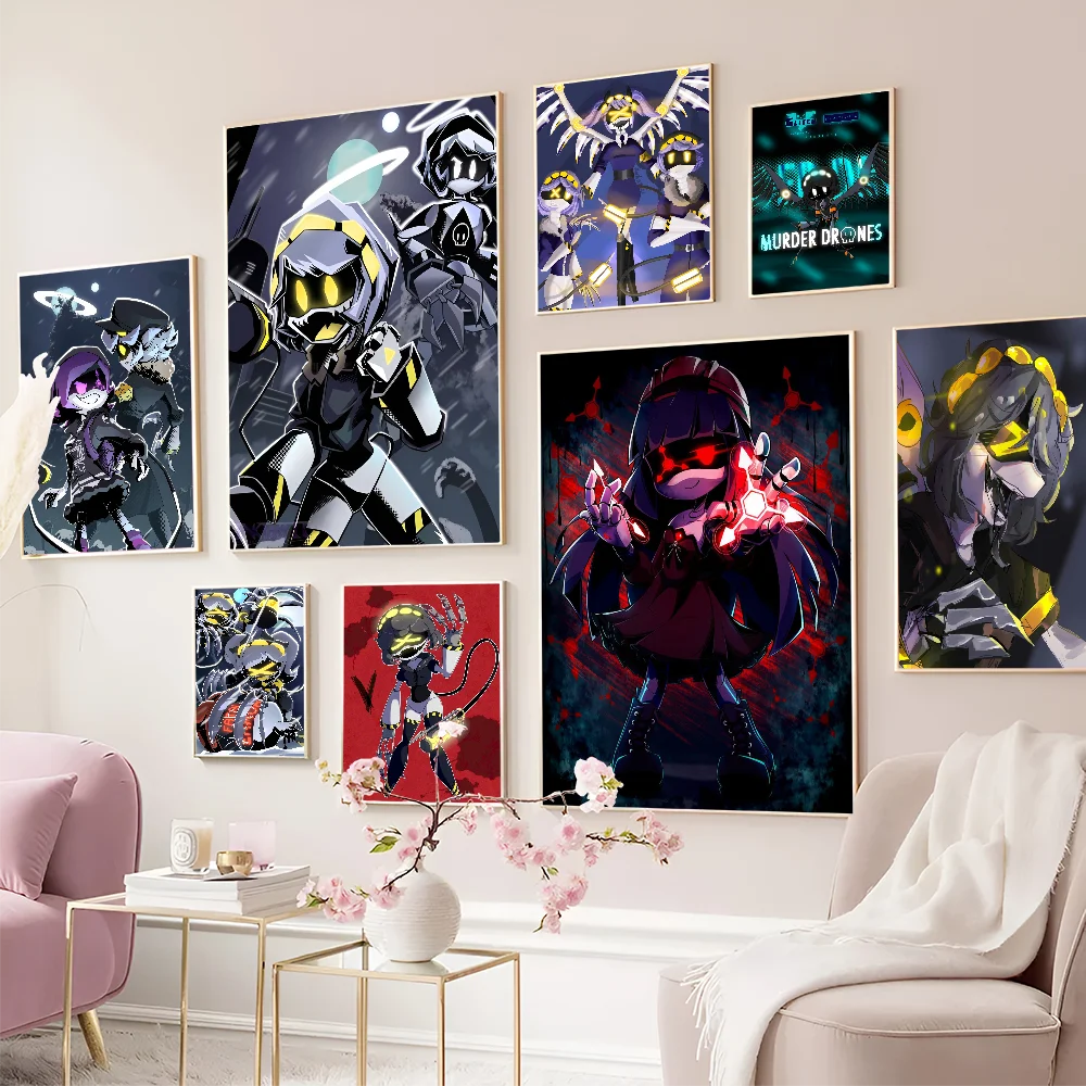 Murder Drones Movie Classic Vintage Posters Decoracion Painting Wall Art White Kraft Paper Kawaii Room Decor