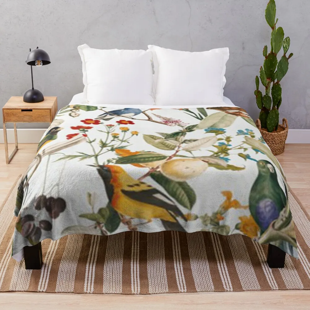 

Ультрамягкое одеяло из микро-флиса с изображением сорняков, роскошное меховое одеяло с птицами и цветами, Роскошное Одеяло