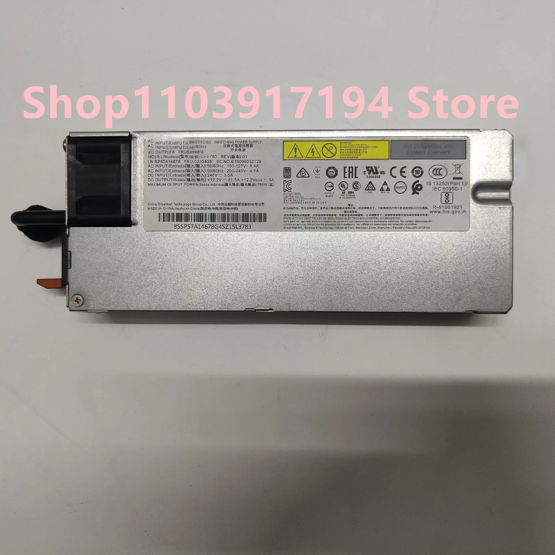 Для Lenovo SR серверный блок питания 02JG628 подходит для SR550 SR590 SR650 630 860 750W источник