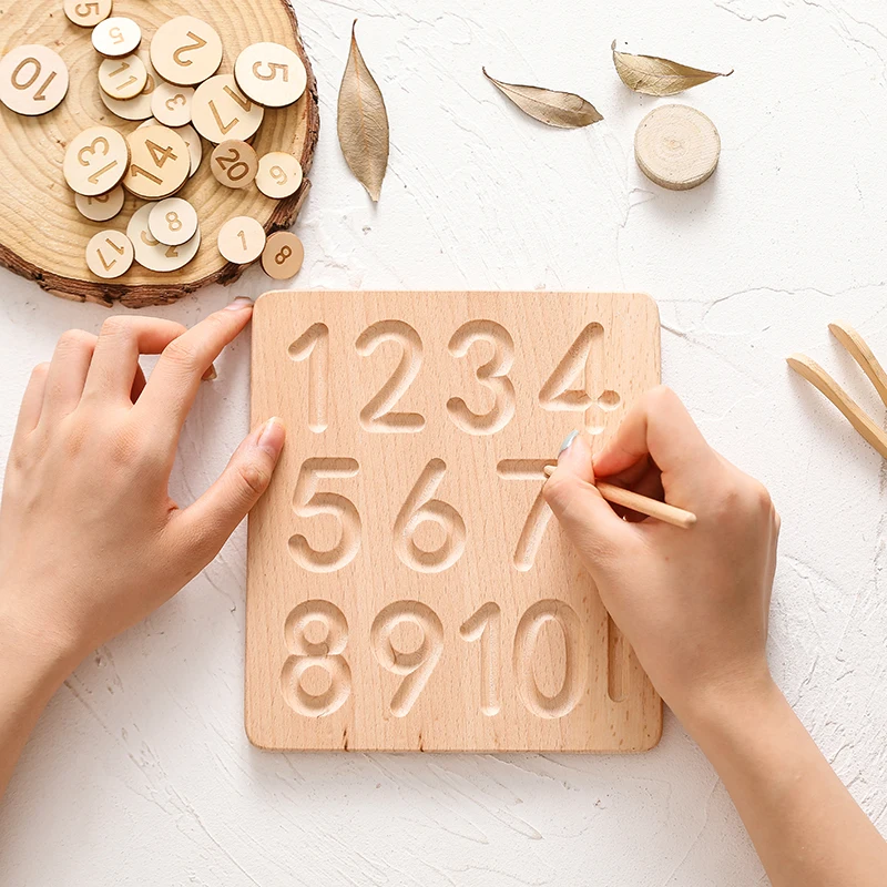 

1set Kids Montessori Tracing Board Wooden Decomposition Board Toy For Girls Boy Number Writing Educational Game Toy Product Gift