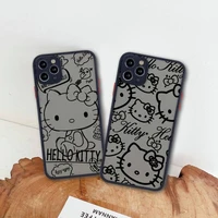 cute hello kitty phone case for iphone 13 12 11 pro max mini xs 8 7 plus x se 2020 xr matte transparent cover