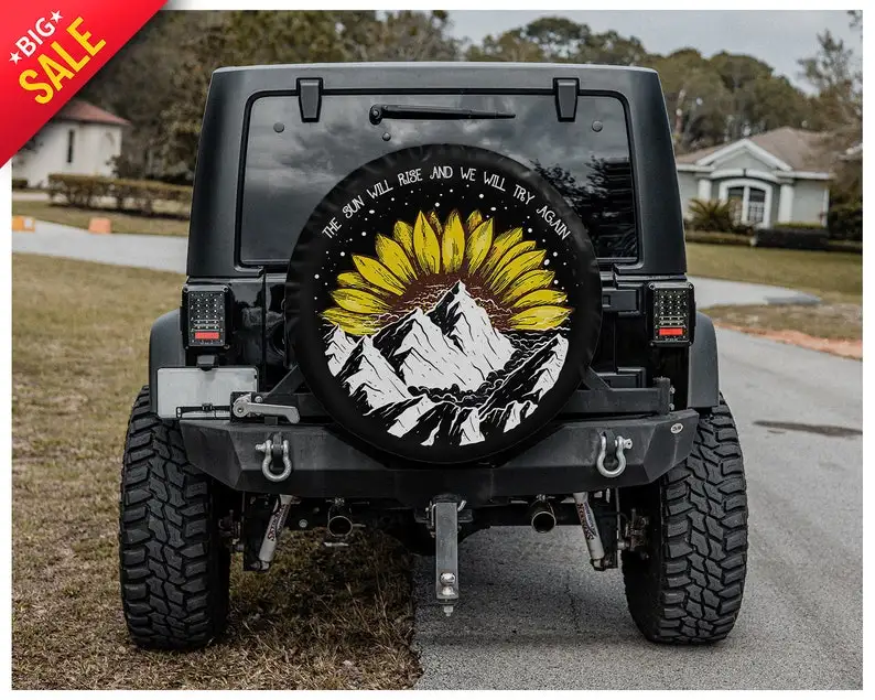 

Sunflower, Mountain, Tire Spare Gift for her, Great Gift, Custom Tire Cover, Car Accessories,