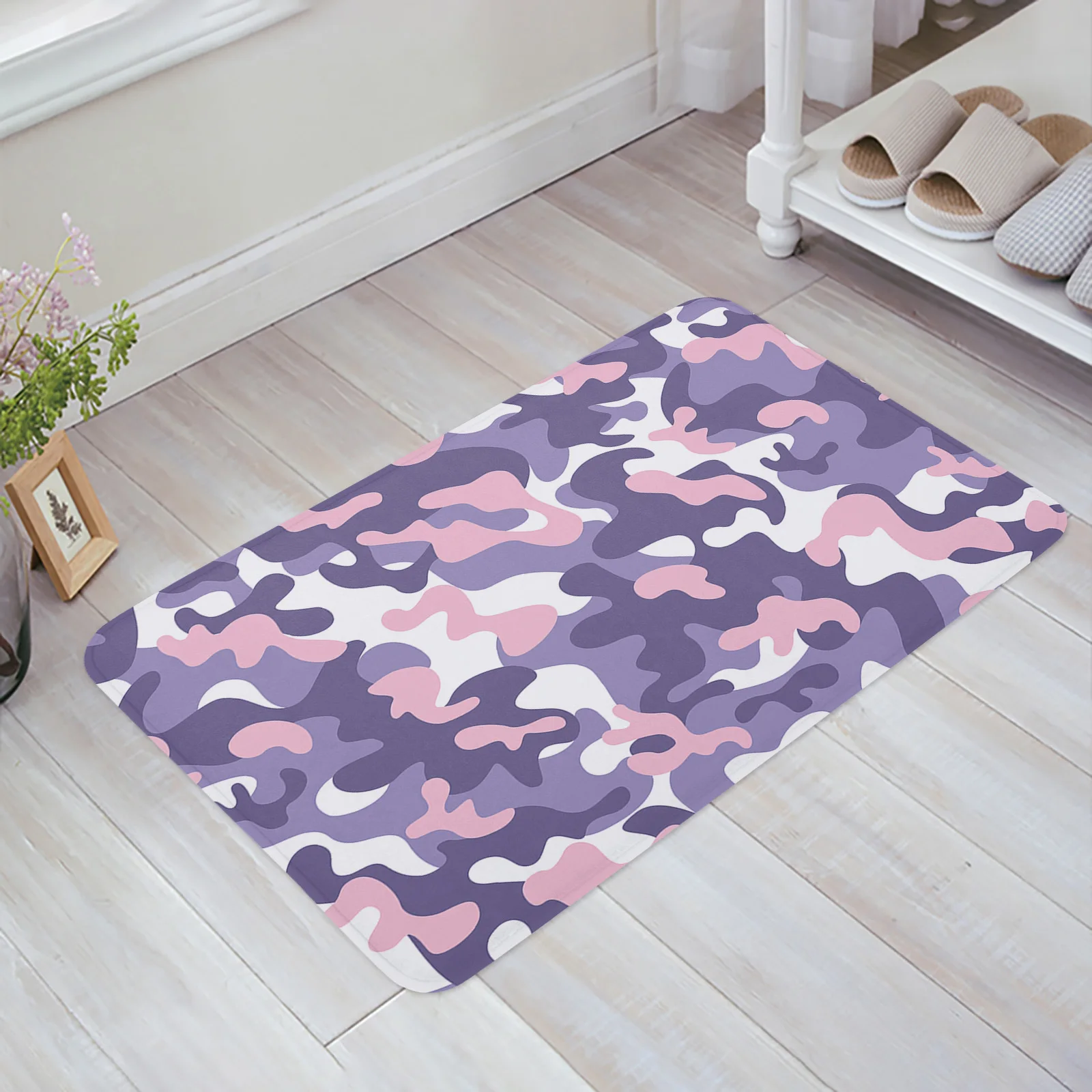 

Purple Camouflage Abstract Entrance Welcome Doormat Bedroom Living Room Household Doormat Carpet Bathroom Non-slip Mat