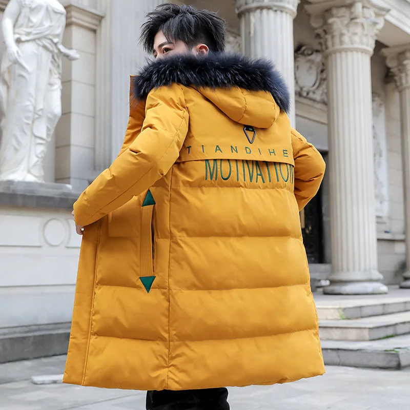 Cotton Coat Men's Mid-length Down Cotton Thick Coat Trend New Winter Korean Clothes Winter Cotton Clothes