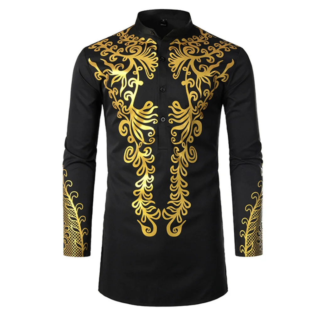 

2022 Fashion Gilded Shirt Muslim Casual Pullover Long Shirt Style Robe