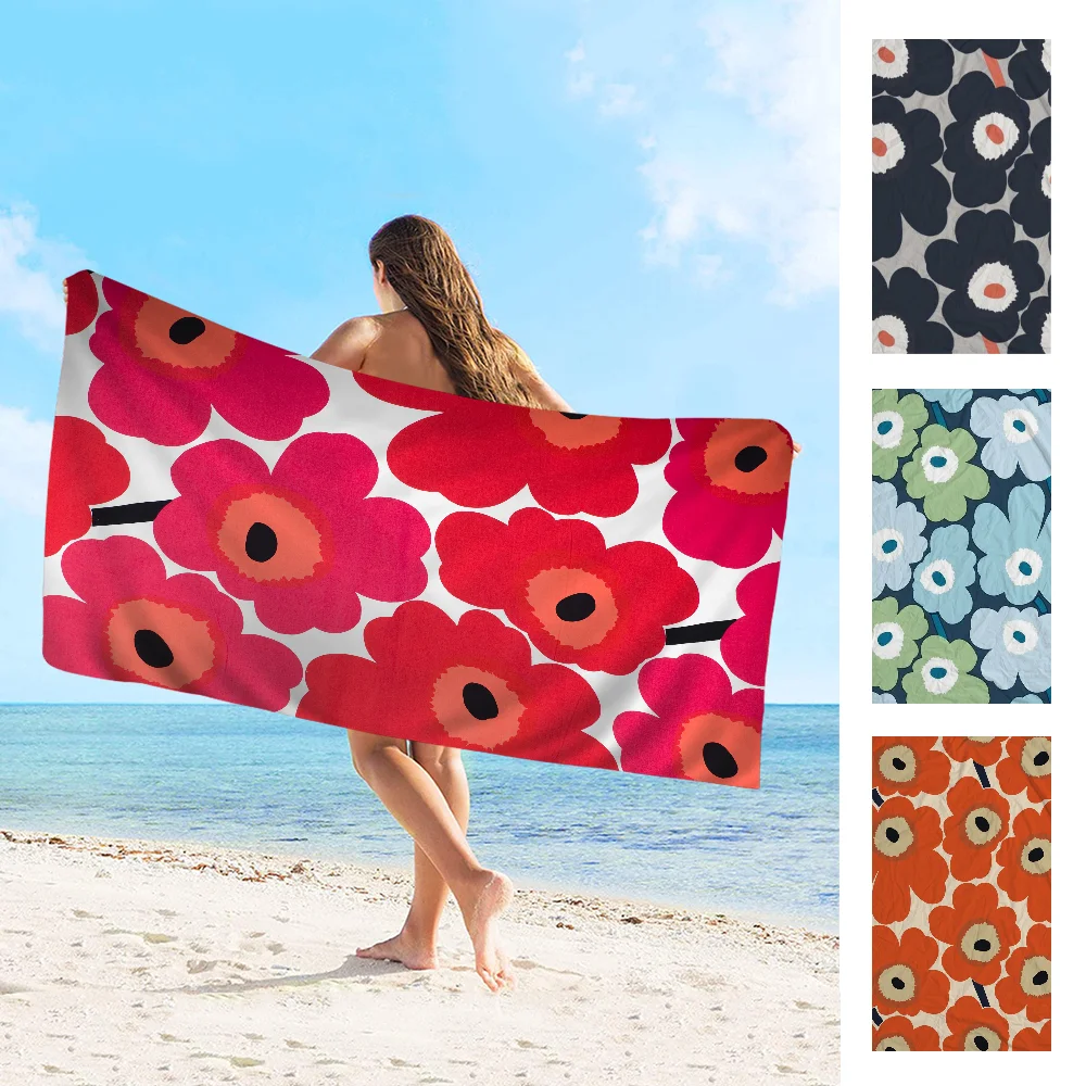Пляжное Полотенце Marimekko-u-unikko Быстросохнущее Мягкое Впитывающее Из Микрофибры