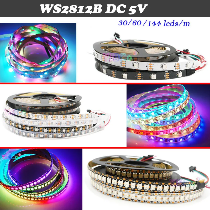 Умная Светодиодная лента WS2812B WS2815 WS2812 5 В 12 30 60 144 светодиодов на метр SMD 5050 RGB