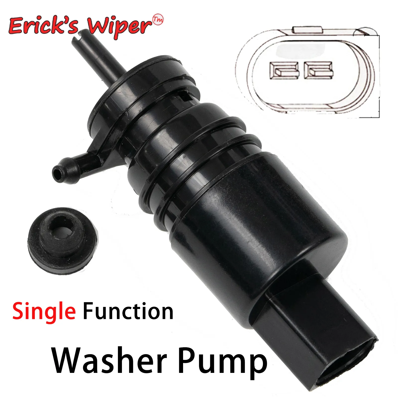 Erick's Wiper Front Windshield Windscreen Wiper Washer Pump Motor with Grommet For BMW E60 E61 E65 E66 E82 E90 E88 E91 E92