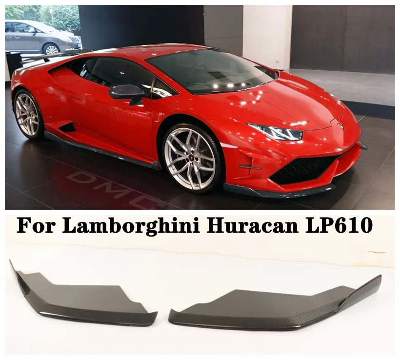 

For Lamborghini Huracan LP610 Real Carbon Fiber Car Front Bumper Splitters Side Wind Knife Aprons Angle