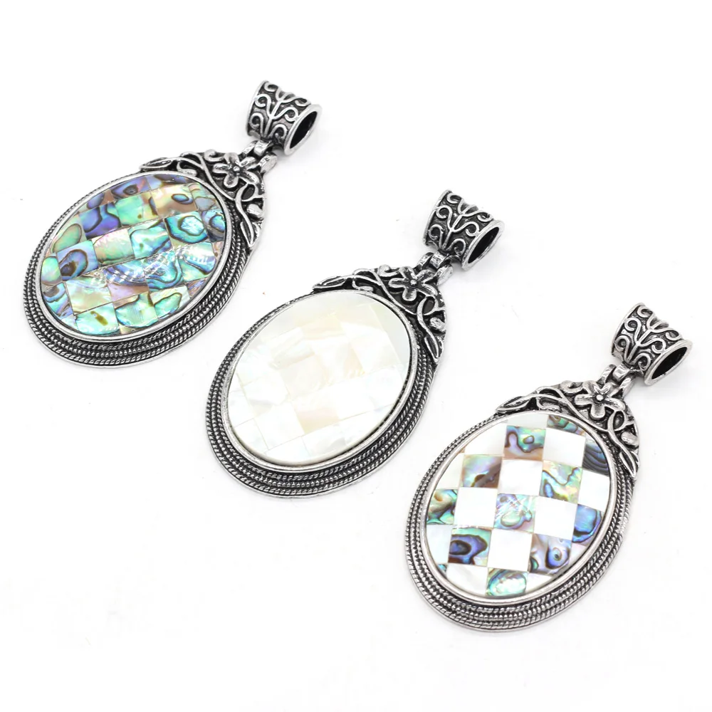 

Wholesale3PCS Natural Shells White Abalone Shell Oval Pendant For Jewelry MakingDIY Necklace Earring Accessory Charm Gift40x60MM