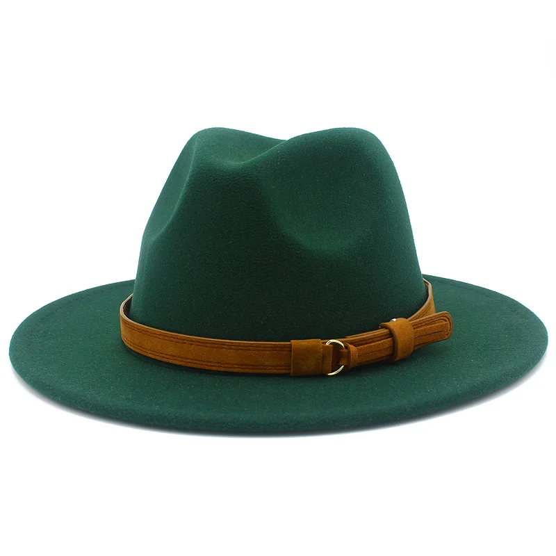 

Fedora Hats Women Trilby Caps Wool Panama Fedoras Leather Belt Derby Jazz Hat Lady Cap Felt Blower Woman