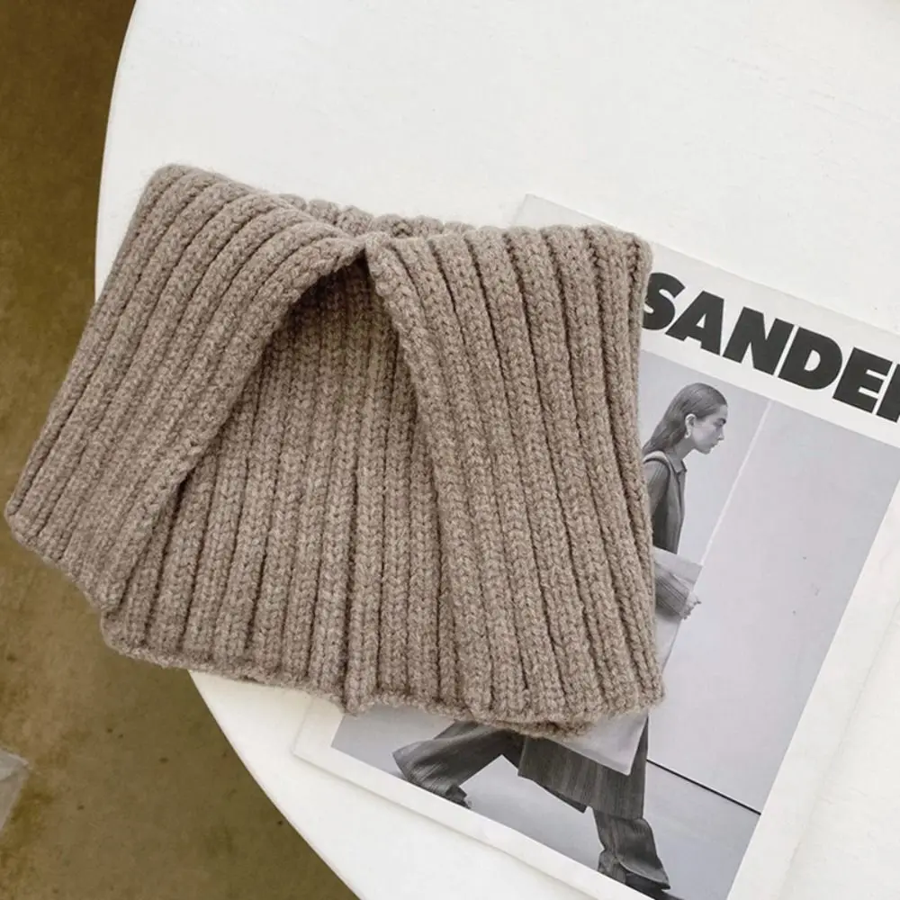 

Кашемировый вязаный шарф, новинка, теплые зимние шарфы, однотонный шарф с разрезом на шее, водолазка для женщин