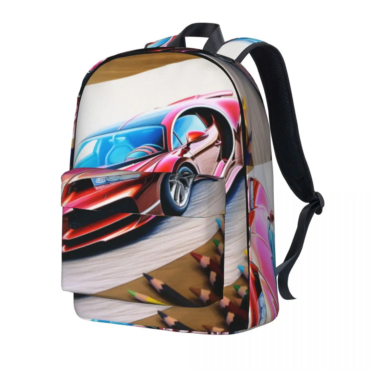 

Sports Car Backpack Pencil Art Colored Cartoon Workout Backpacks Teen Colorful Big High School Bags Stylish Rucksack