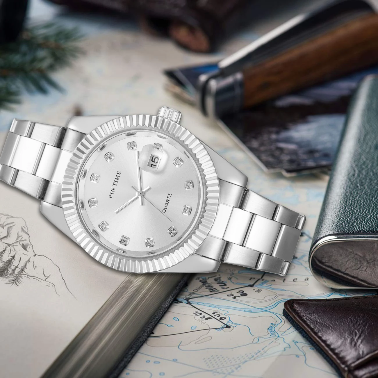 Classic Mens Retro Silver Watches Date Waterproof Male Casual Quartz Wristwatch Stainess Steel Business Man Watch Hour relogio