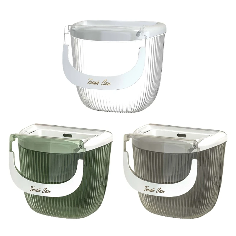 

Kitchen Hanging Trash Can for Cabinet Door Plastic Waste Basket Wide Opening
