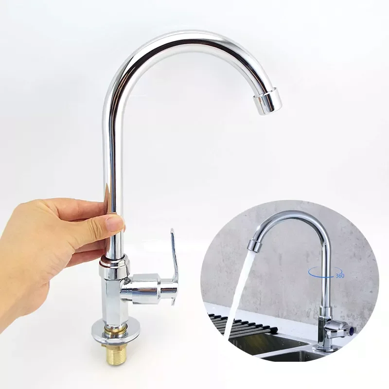 

360 Rotate Kitchen Faucet Head Single Hole Cold Water Spout Stream Sprayer Silver color Faucet Sink Tap Home Accesories q1