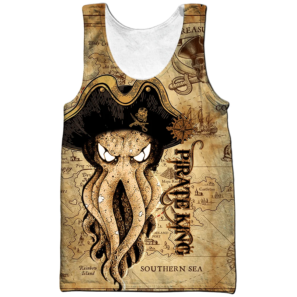

CLOOCL Men Tank Tops Classic Retro Octopus 3D Pattern Vest Street Casual Fitness Sleeveless Fashion Outdoor Sports Tank-Tops