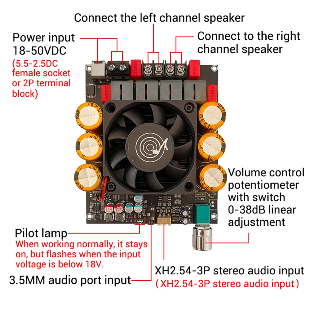 Фото DC18-50V TPA3255 аудиофильский HIFI цифровой аудиоусилитель плата питания 600 Вт + 600 Вт HiFi усилитель двухканальный стерео модуль №2