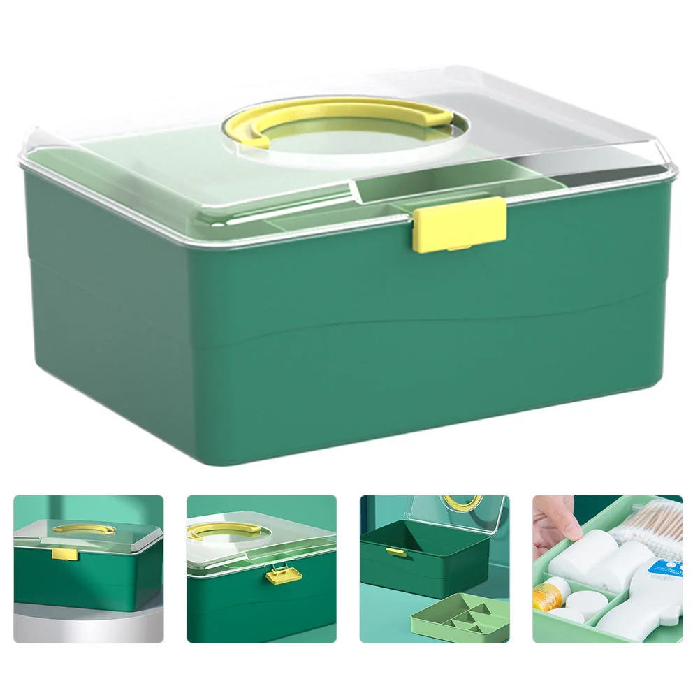 

Box First Aid Storage Kit Organizer Container Medication Case Safe Cabinet Lockable Portable Holder Lock Emergency Carrying