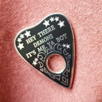 witch ouija planchette spirit board brooch metal badge lapel pin jacket jeans fashion jewelry accessories gift