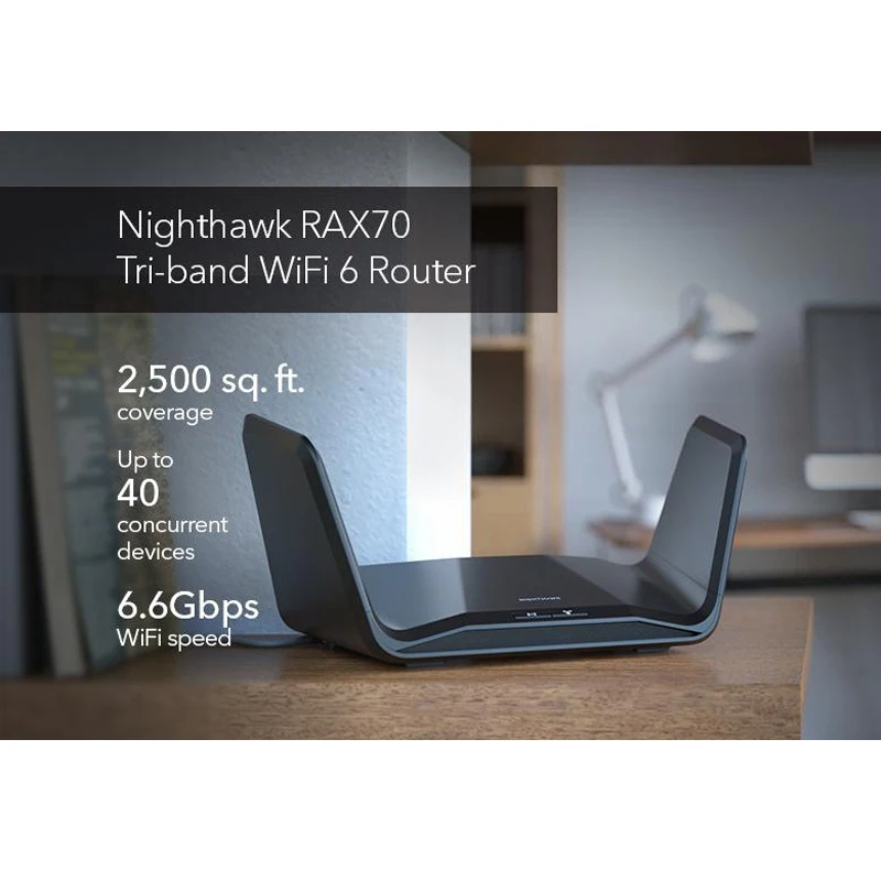 Нетgear RAX70 Nighthawk 8-потоковый трехдиапазонный Wi-Fi 6 маршрутизатор AX6600 Беспроводная