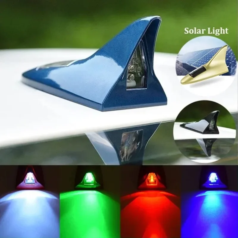 

Car Decoration Pilot Light Solar Shark Fin Antenna Roof Tail Lights Auto Modified Car Flashing Warning Tail Bulb LED Flash Lamp