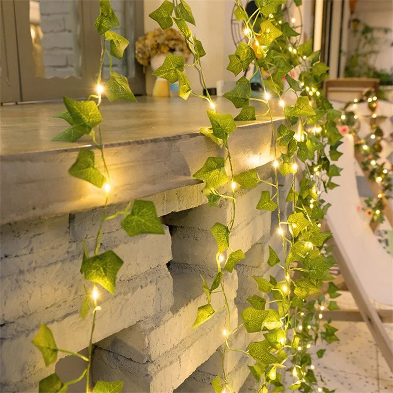 

Flower Green Leaf String Lights Artificial Vine Fairy Light Christmas Tree Battery Powered Garland Light Weeding Home Decoration