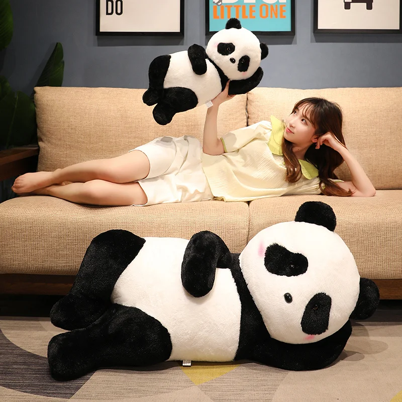

55-90cm Animal Sweet Panda Plush Toy Soft Cartoon Lying Panda Stuffed Doll Creative Pillow Room Decor Bed Cushion Sleeping Doll
