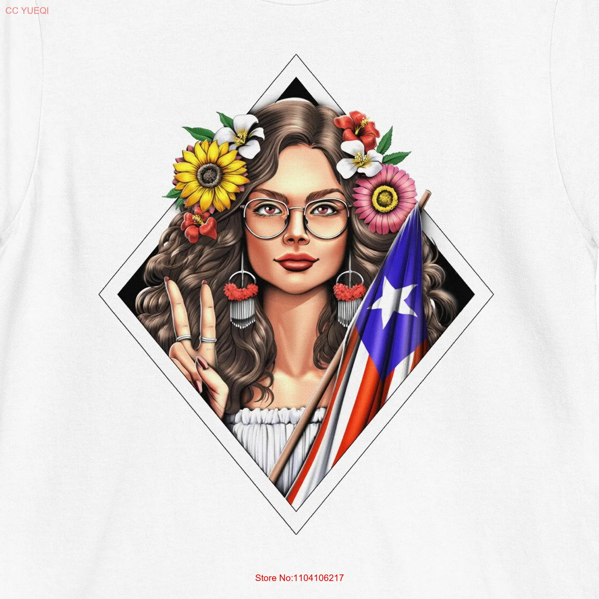 Футболка с флагом для девушек в Пуэрто-Рико одежда Boricua Taino Rican длинным или