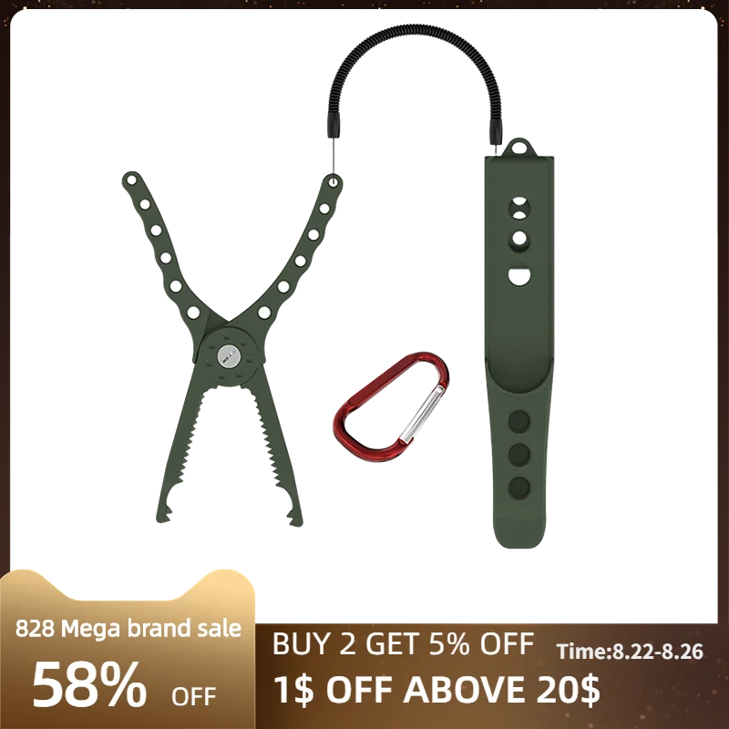 Fish Tongs Gripper Cutter Plier Lip Controller with Carabiner Live Buckle for Outdoor Fishing Tool Accessories Fishing Equipment