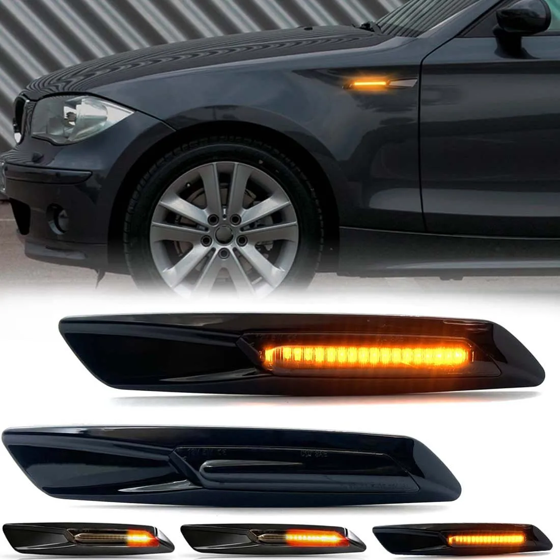 Scroll Dynamic LED Side Marker Lights For BMW E60 E90 E91 E92 E93 E87 E46 E61 328i 330i 328xi F30 1 3 5 Series Turn Signal Light