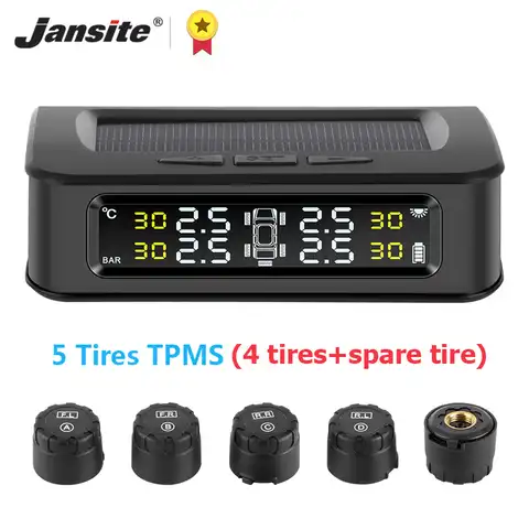 Система контроля давления Jansite с датчиками давления, цифровой прибор для контроля давления в автомобиле, с дисплеем, Предупреждение о заряд...
