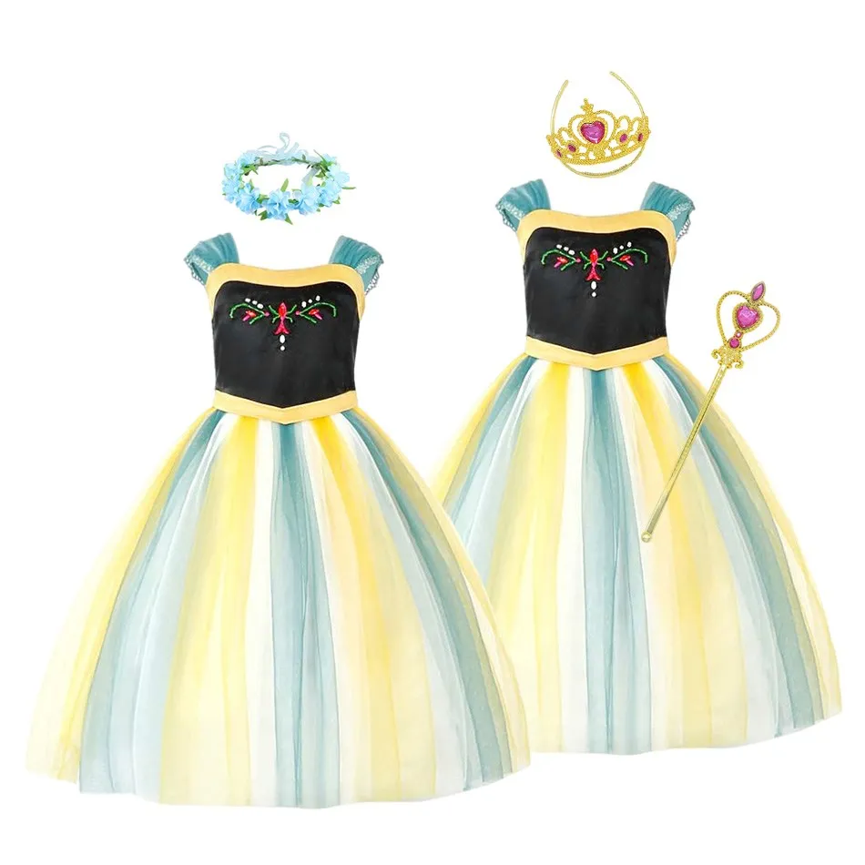 

Kids Clothes Princess Anna Summer Dress Girls Shaggy Skirt Spring and Fall Color Bredthable Dress