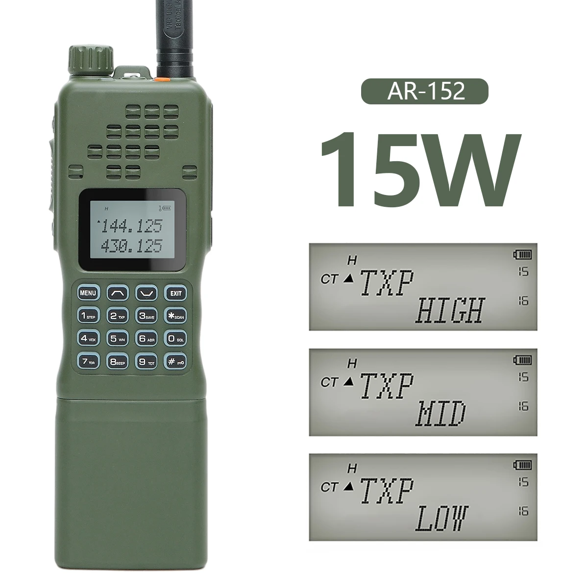 

Портативная тактическая портативная рация Baofeng VHF/UHF Ham Radio 15 Вт с аккумулятором 12000 мАч