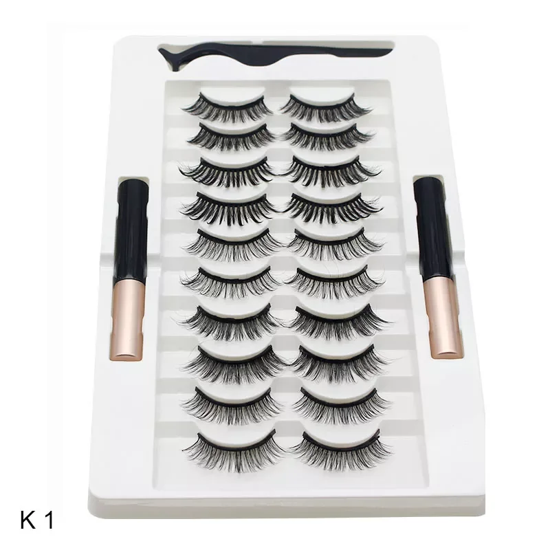

NEW2023 10 Pairs Eyelashes3d Mink False Eyelashes Eyeliner Tweezers Eyeliner Set Natural Mink False Eyelash Extension