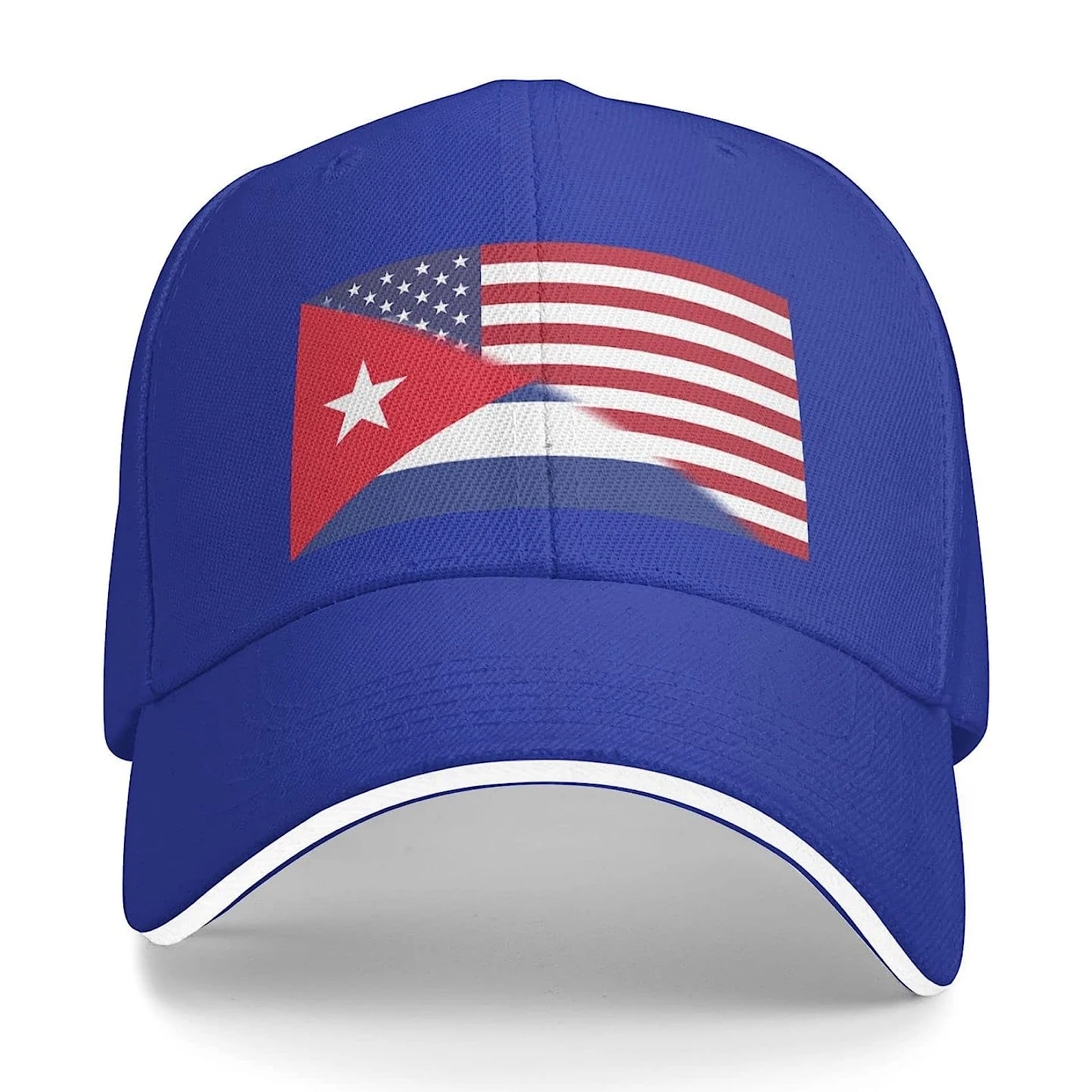 

American Flag and Cuba Flag Unisex Baseball Cap Fits Men Women Adjustable Dad Hat Sandwich Bill Cap