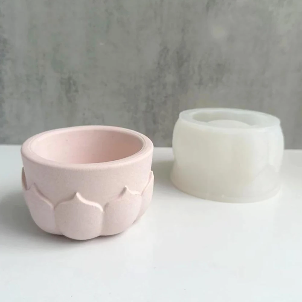 

Round Flower Pot Silicone Mold Handmade Flower Pattern Cement Gypsum Resin Plant Pot Vase Mould Succulent Planting Wax Jar Molds