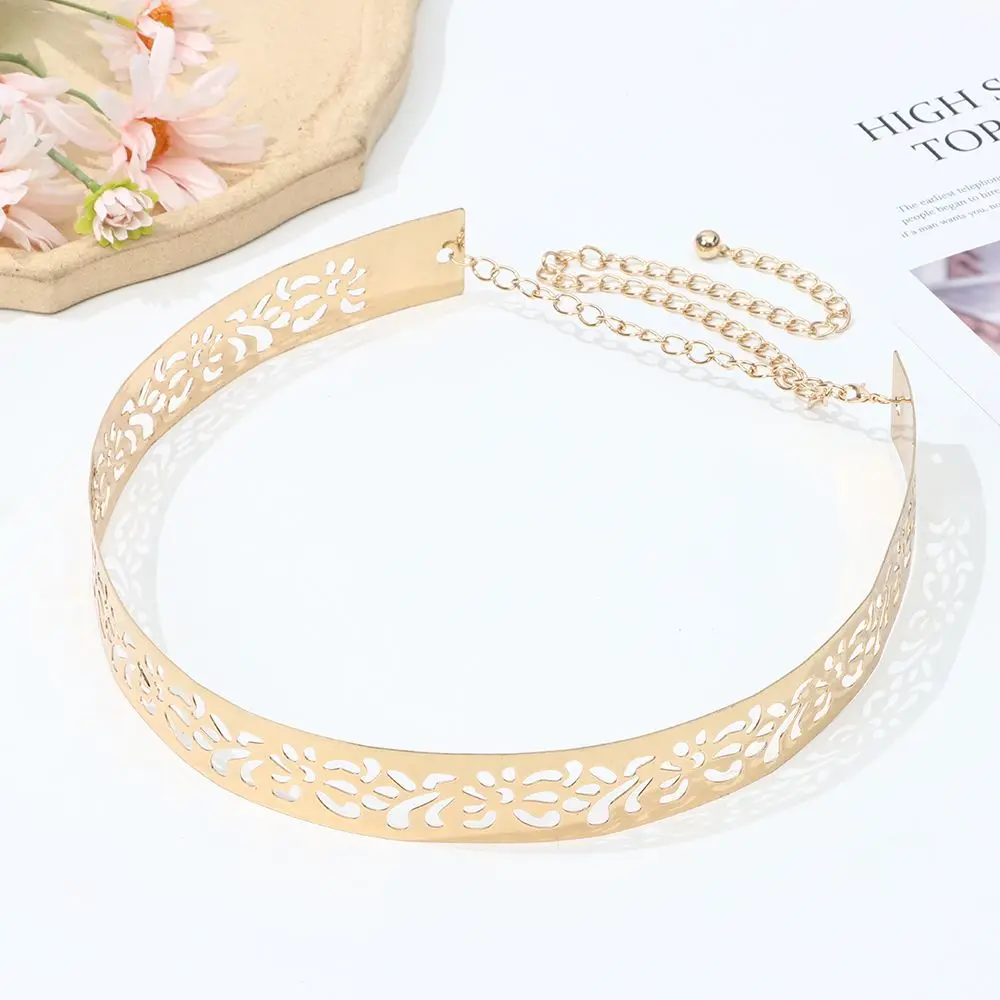 

Waist Ornament Adjustable Women Exaggerated Mirror Waistband Wide Waist Belt Sequined Metal Wide Belt Gold Silver Color