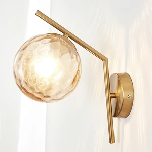 Nordic LED Gold Wall Lamp Glass Ball Luxury Bedroom E27 Sconce Living Room Bedside Stair Interior Home Decor Wall Lights Fixture