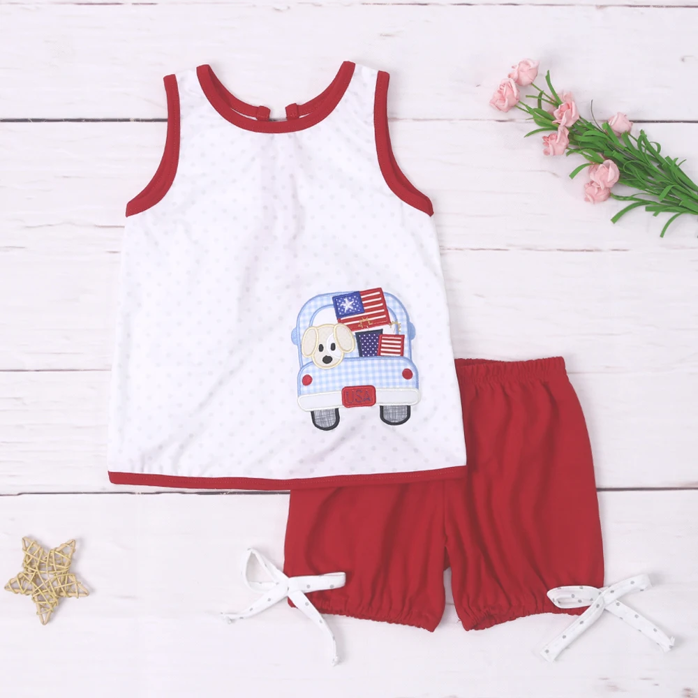 

2023 новый дизайн, Летнее Детское платье для девочек, белый женский костюм, щенок, полицейские однотонные шорты с бантом, наряды для детей