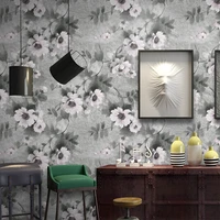 papel de parede 3d grey floral wall paper for living room bedroom shop wallpaper roll pastoral flower wallpaper oil paint style