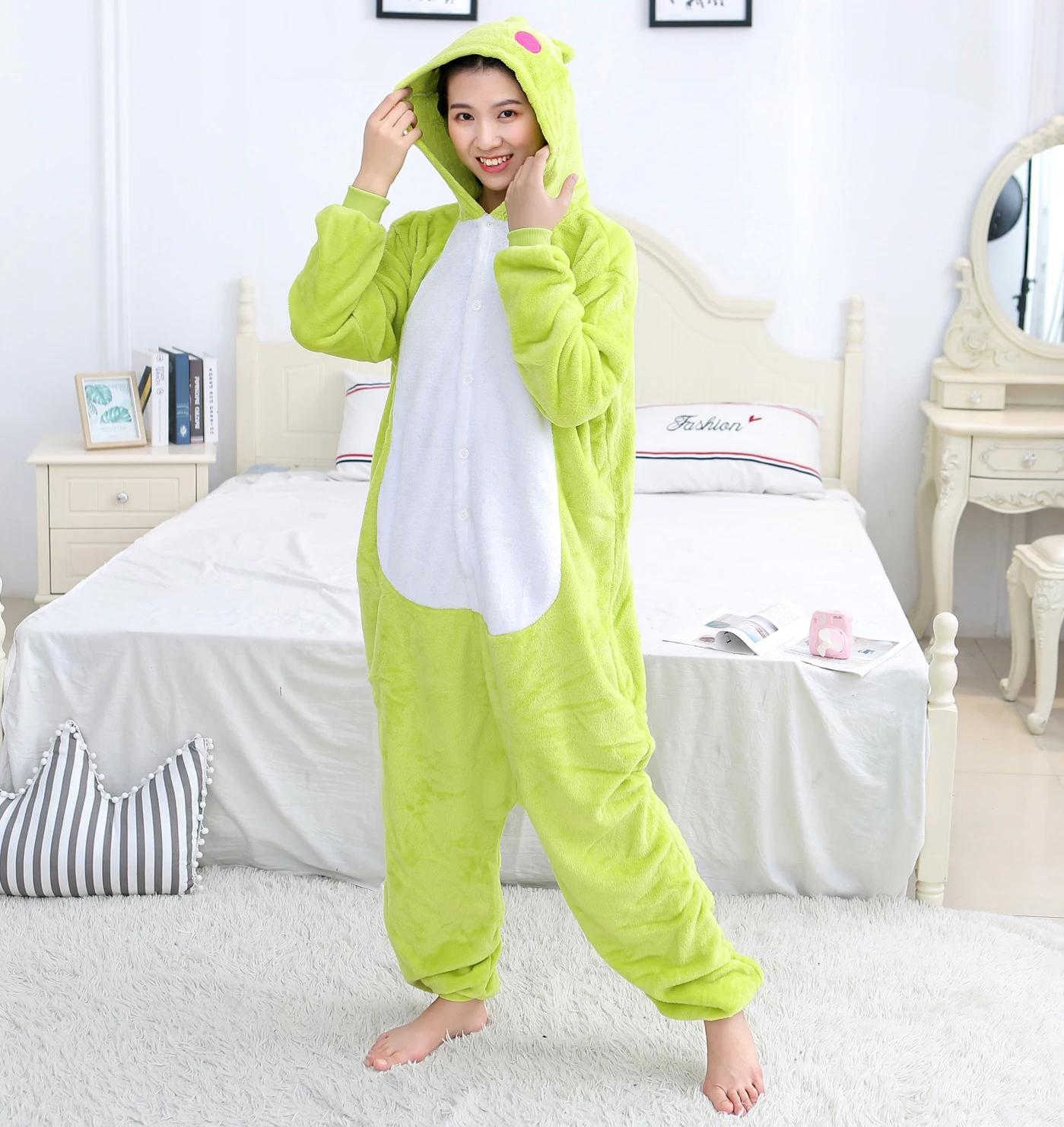 Adults Animal Onesies Frog Pajamas Sets Sleepwear Women Men Winter Unisex Festival Cosplay Costumes Kids Cartoon Flannel Pajamas