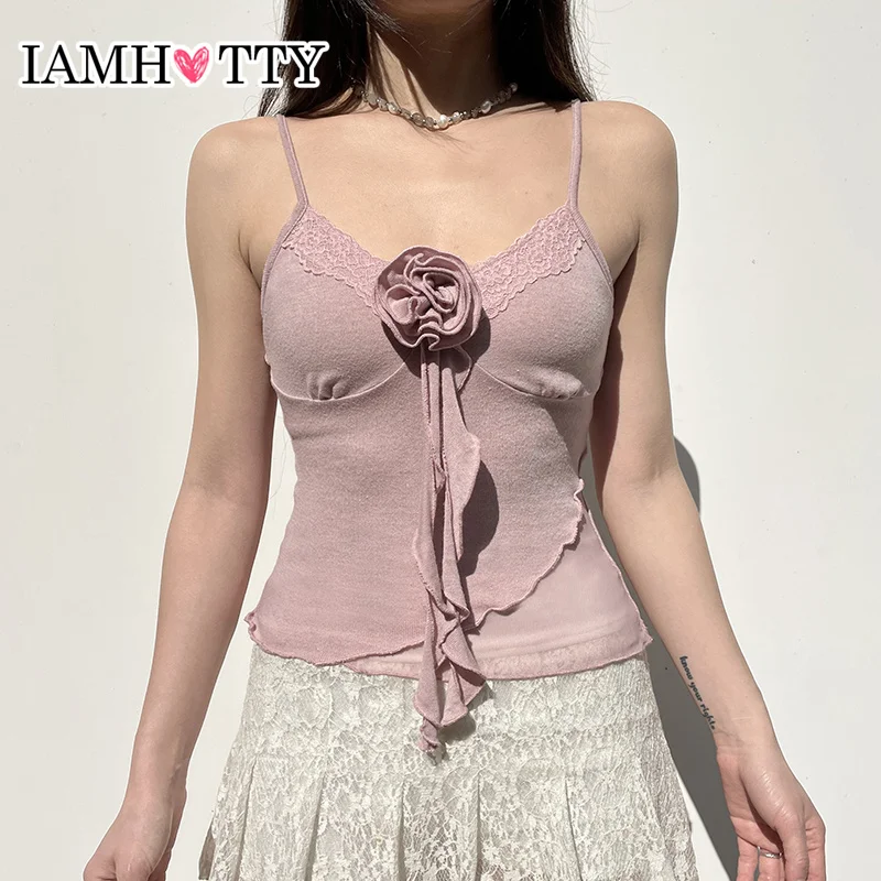 Женский топ без рукавов IAMHOTTY с цветочным кружевом и V-образным вырезом