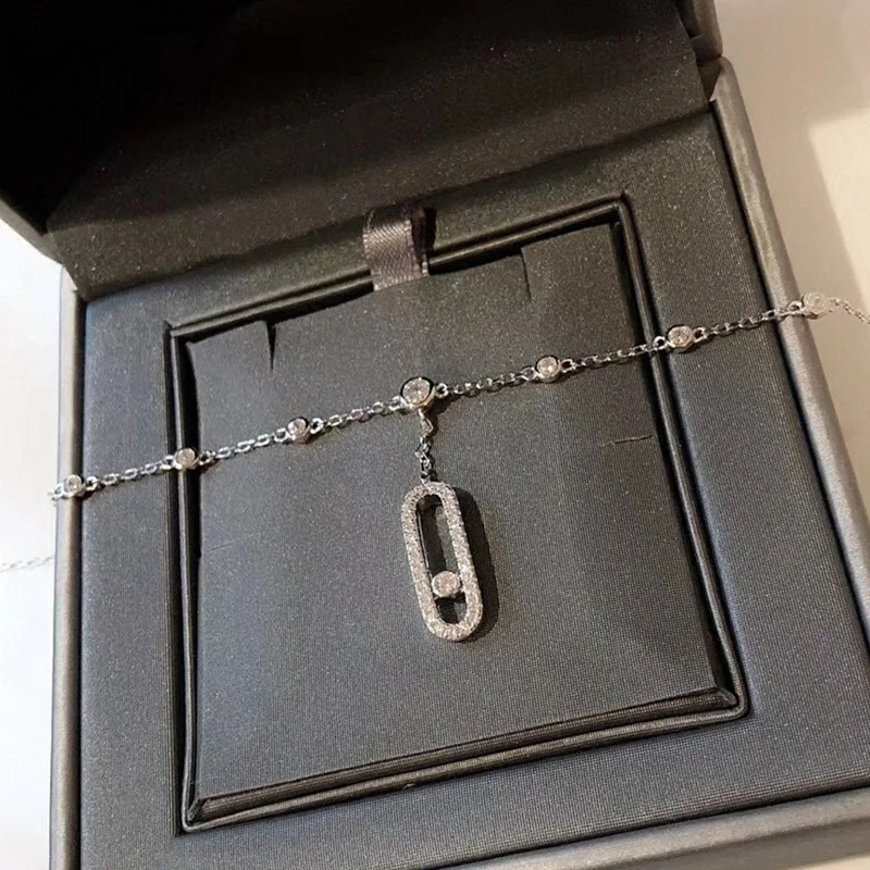 S925Серебряный гибкий ножной браслет женский летний скользящий с бриллиантами