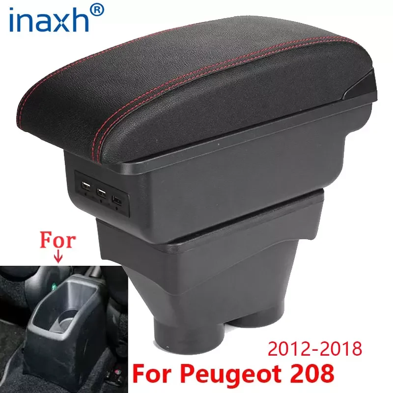 

Подлокотник для Peugeot 208, контейнер для хранения 2012-2018, автомобильный держатель, пепельница, аксессуары для интерьера, телефон USB 2017, 2016, 2015
