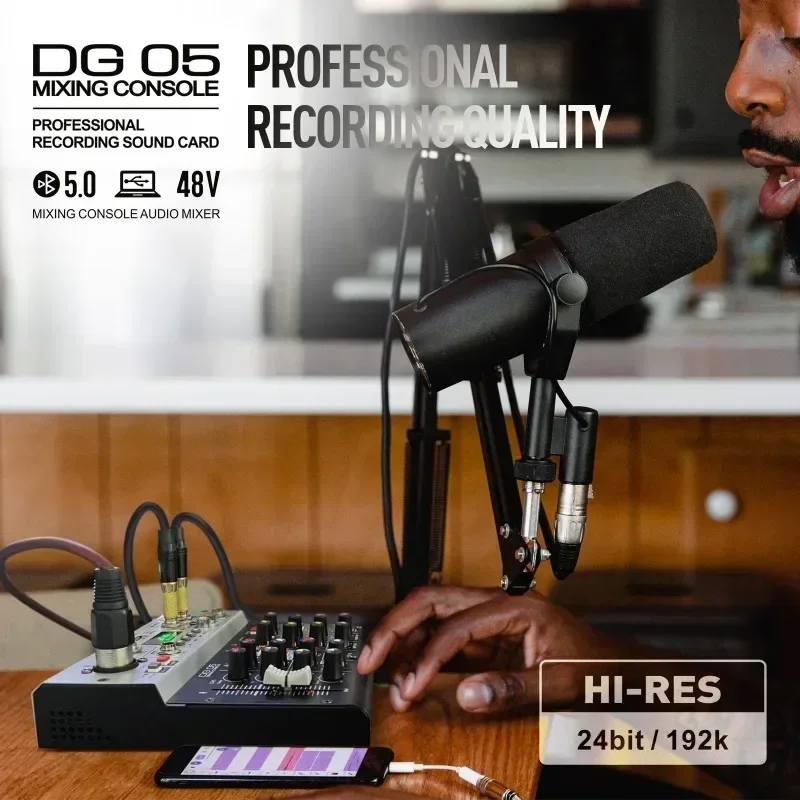 Audio Interface Sound Card with Monitoring Studio Quality 24bit 192k 5.0 BT For PC Electric Guitar Live Recording Singing